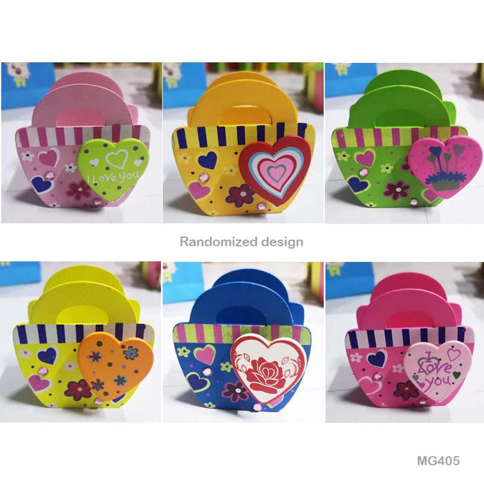 Wooden Love Basket Pen Holder