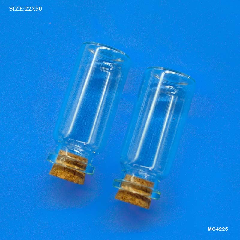 Glass Message Bottle 22x50mm - Pack of 12 Mini Wish Bottles