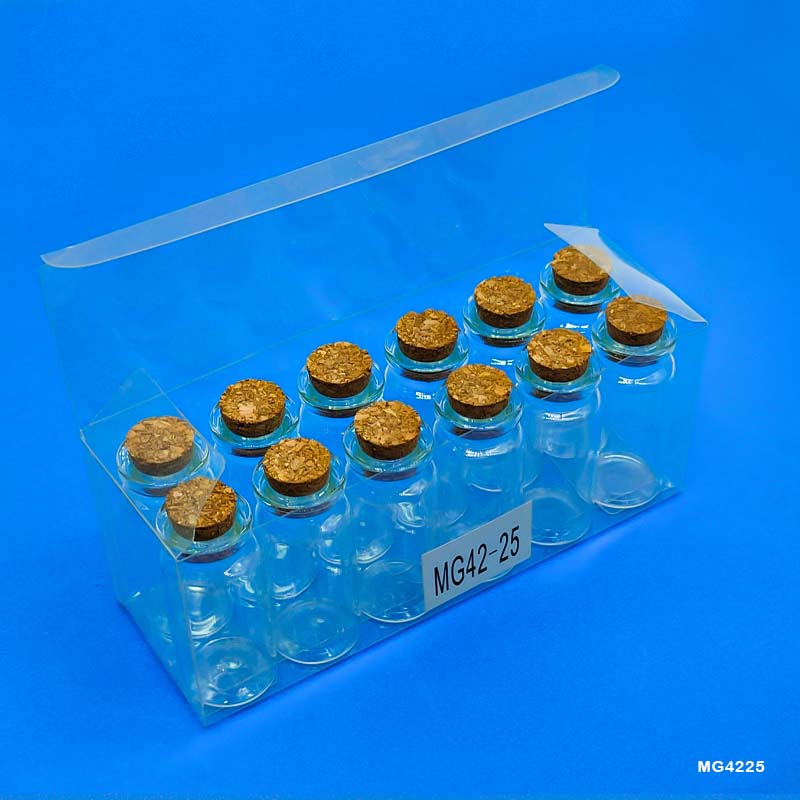 Glass Message Bottle 22x50mm - Pack of 12 Mini Wish Bottles