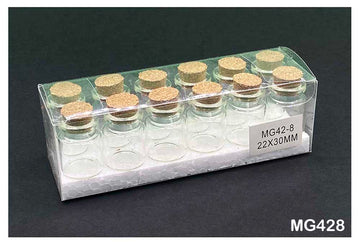 Glass Message Bottle 22x30mm - Pack of 12 Mini Wish Bottles