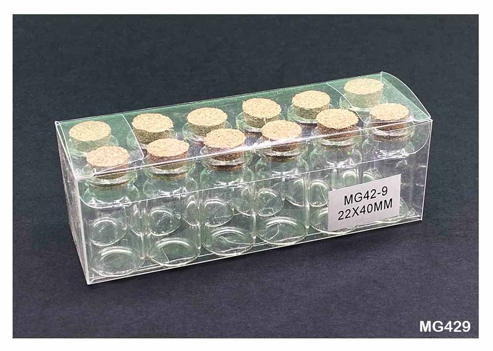 Glass Message Bottle 22x40mm - Pack of 12 Mini Wish Bottles