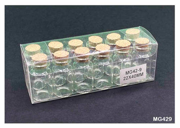 Glass Message Bottle 22x40mm - Pack of 12 Mini Wish Bottles