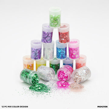 Resin Craft Glitter Hexagon Medium - 12 Pcs Box