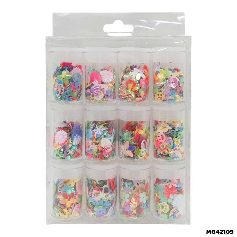 Resin Craft Sequins Multicolour - 12 Pcs Box