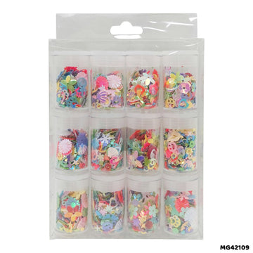 Resin Craft Sequins Multicolour - 12 Pcs Box