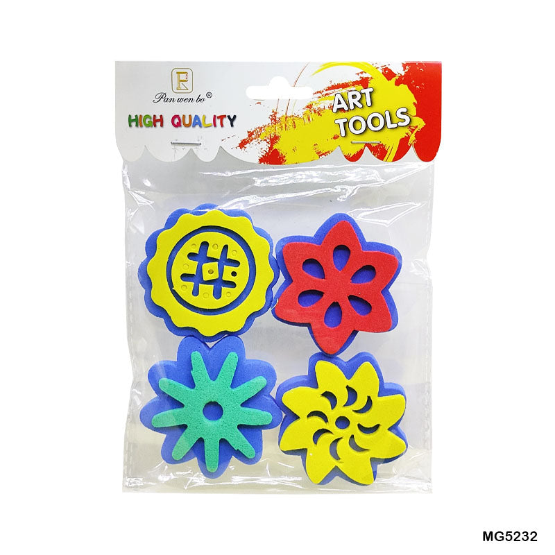 Kids Foam Stamp Set - 4 Pcs Design Stamps for Painting