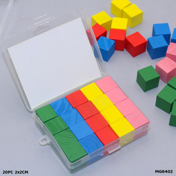 Craft Wood Blocks 2x2cm - 20 Pcs with Box