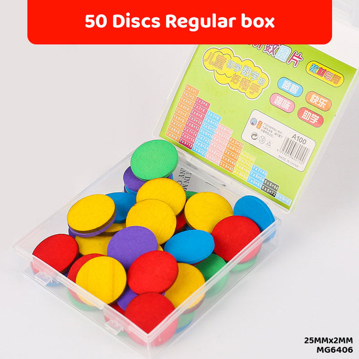 Craft Wood Coins Multi 25mm x 2mm - 50 Pcs with Box