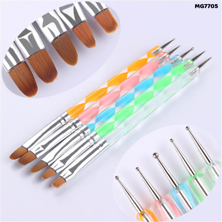 Brush & Emboss Tool Set with Acrylic Handles - 5 Pcs