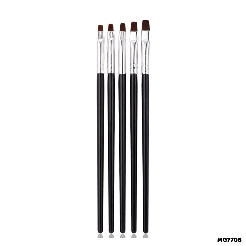 Brush Set with Black Handle - 5 Pcs for Painting