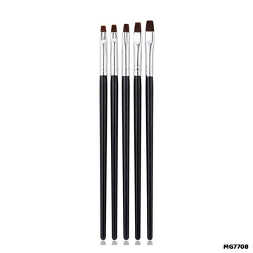 Brush Set with Black Handle - 5 Pcs for Painting