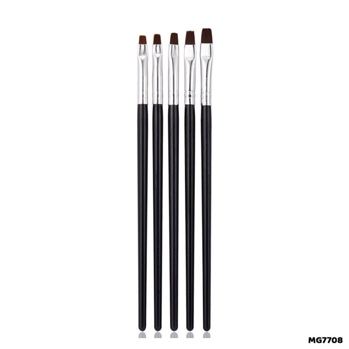 Brush Set with Black Handle - 5 Pcs for Painting
