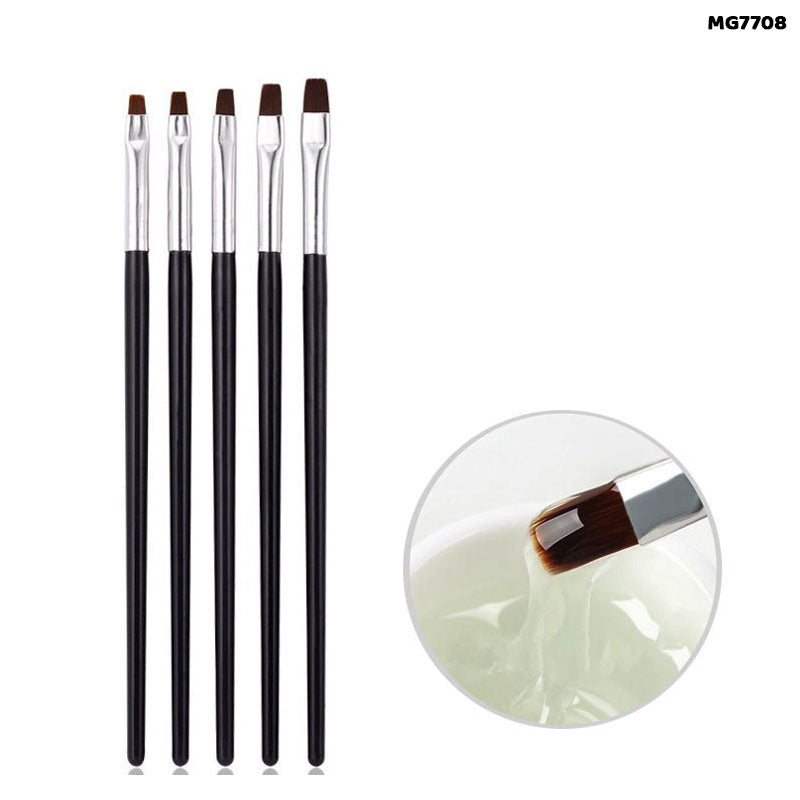 Brush Set with Black Handle - 5 Pcs for Painting