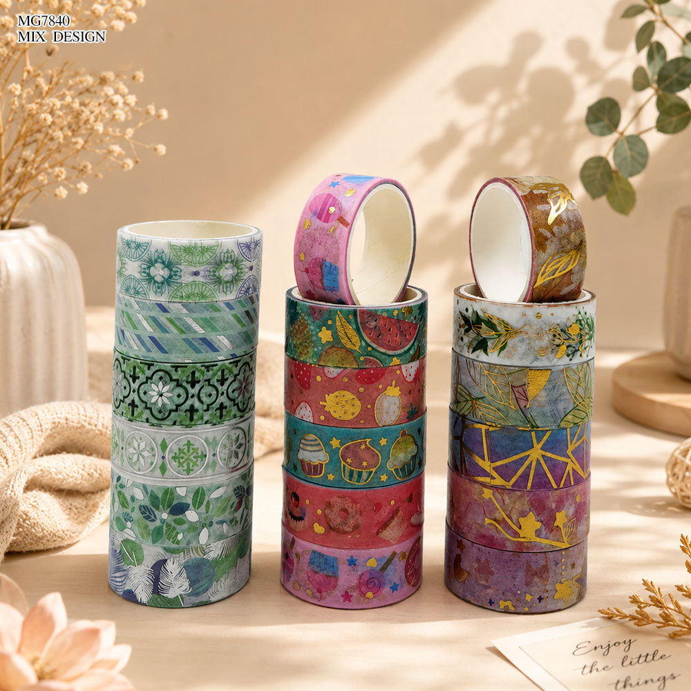 DIY Washi Tape Set - 6 Pcs Decorative Masking Tape