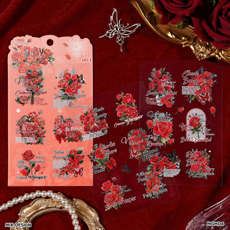 Twilight Flower Sticker Set - 3 Sheets for Journaling