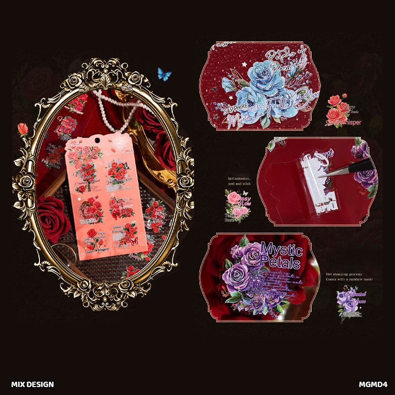 Twilight Flower Sticker Set - 3 Sheets for Journaling