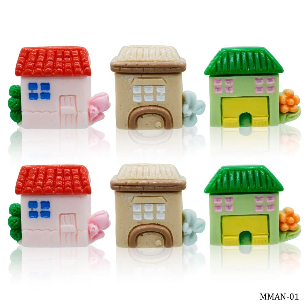 Cute House Miniature Model House l Pack of 6 mini house pcs