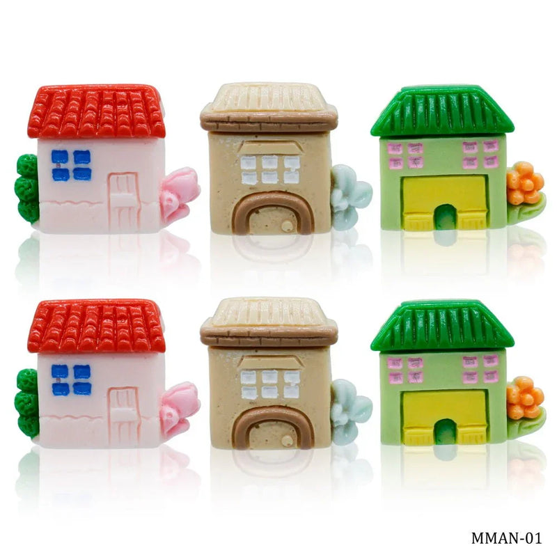 Cute House Miniature Model House l Pack of 6 mini house pcs
