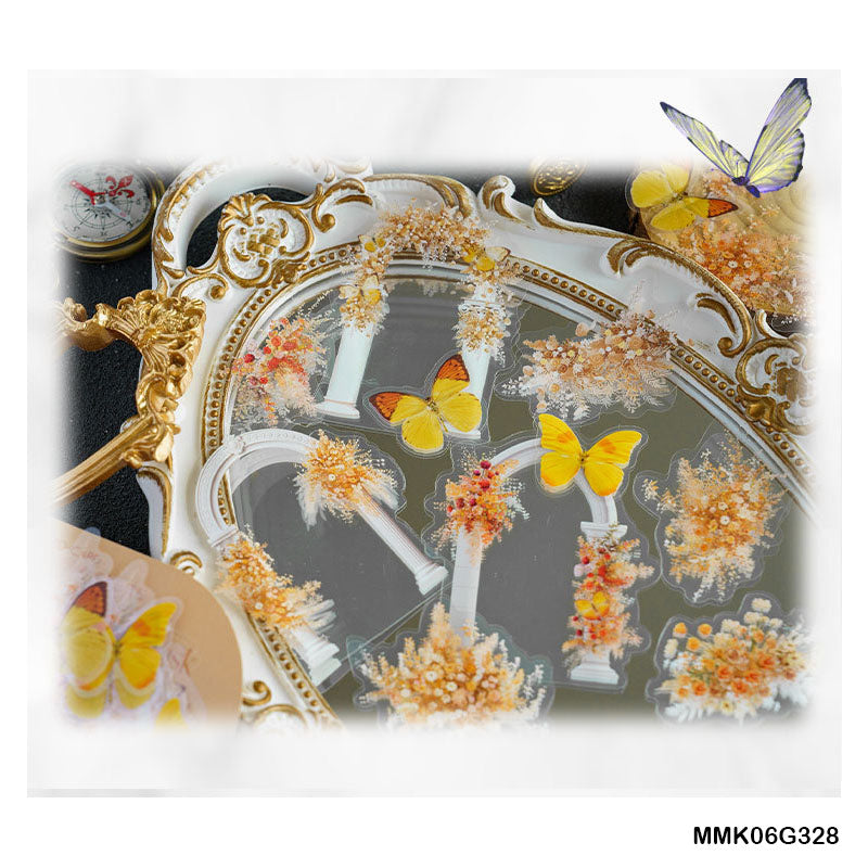 Mmk06G328 Butterly Flower Deco Sticker 20Pc