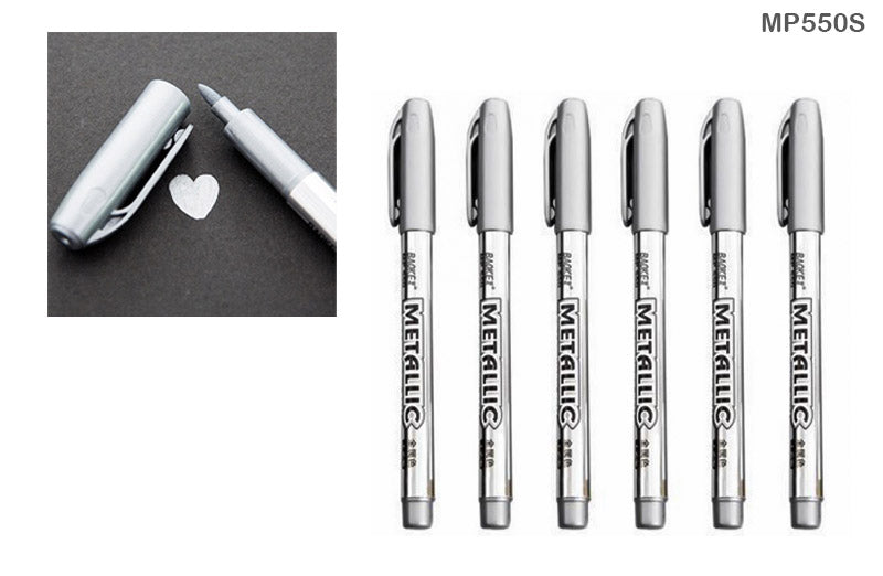 Silver Metallic Craftwork Pens - Pack of 12