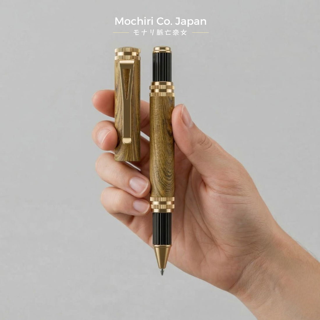 Mochiri & Co. Japan Jokuo 樹皇 Edition Roller Ball Pen I 木目調ブラスボディ I 0.45mm Precision Tip