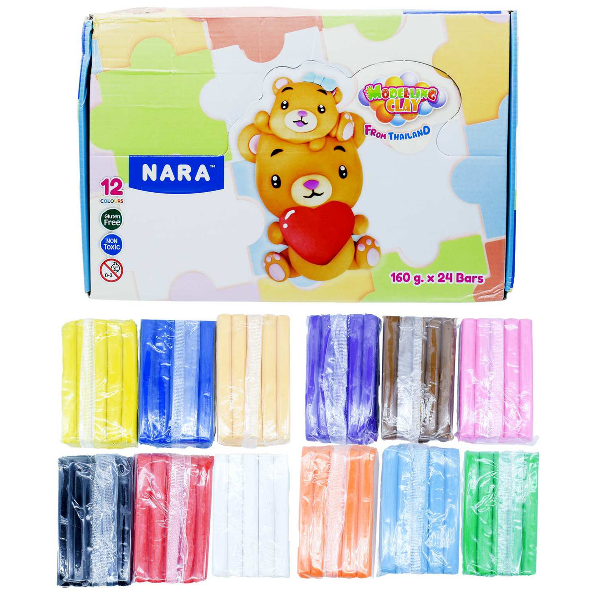 Nara Modelling Clay Bar Set of 12 Pcs 160gm