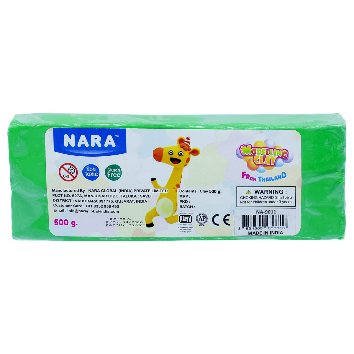 Nara Modelling Clay 500gm Bar Green