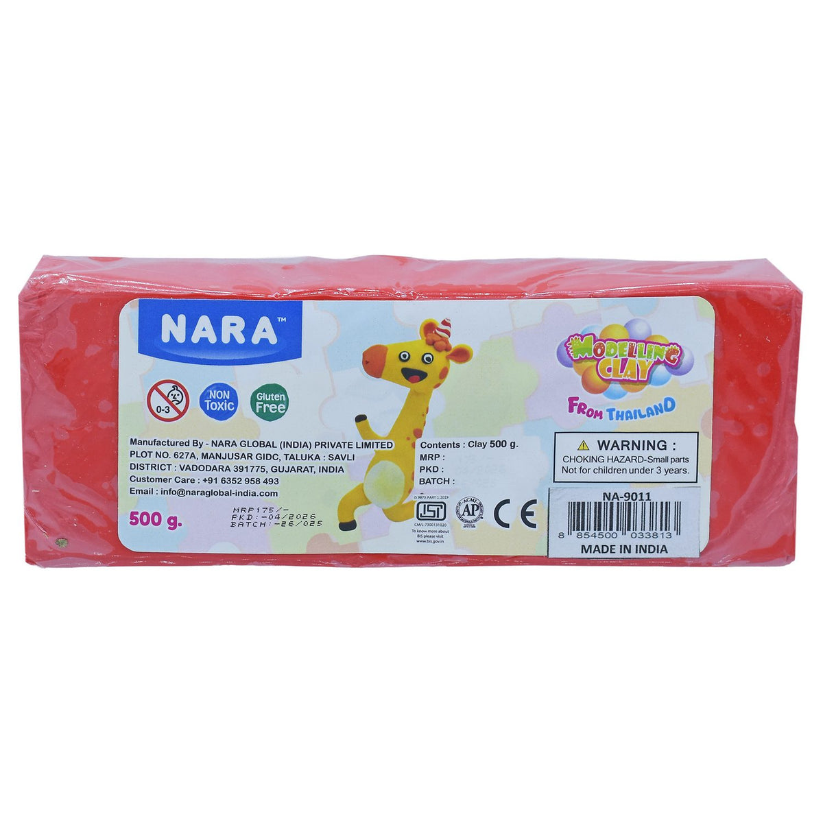 Nara Modelling Clay 500gm Bar Red – Soft Clay for Kids Art & Craft