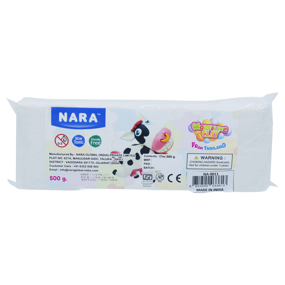 Nara Modelling Clay 500gm Bar White – Soft Clay for Kids Art & Craft