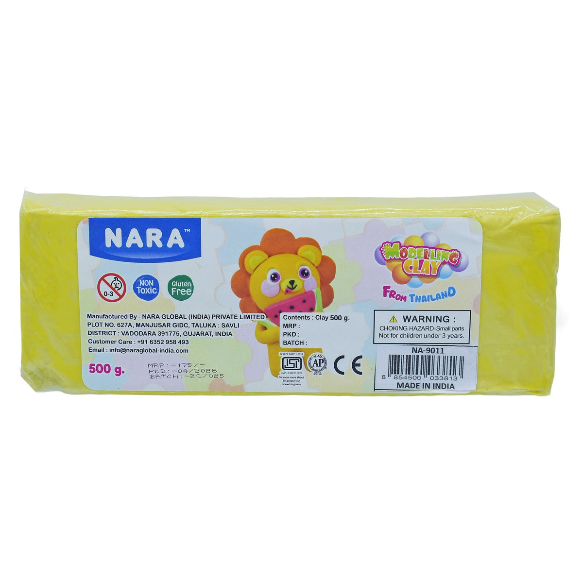 Nara Modelling Clay 500gm Bar Yellow – Soft Clay for Kids Art & Craft