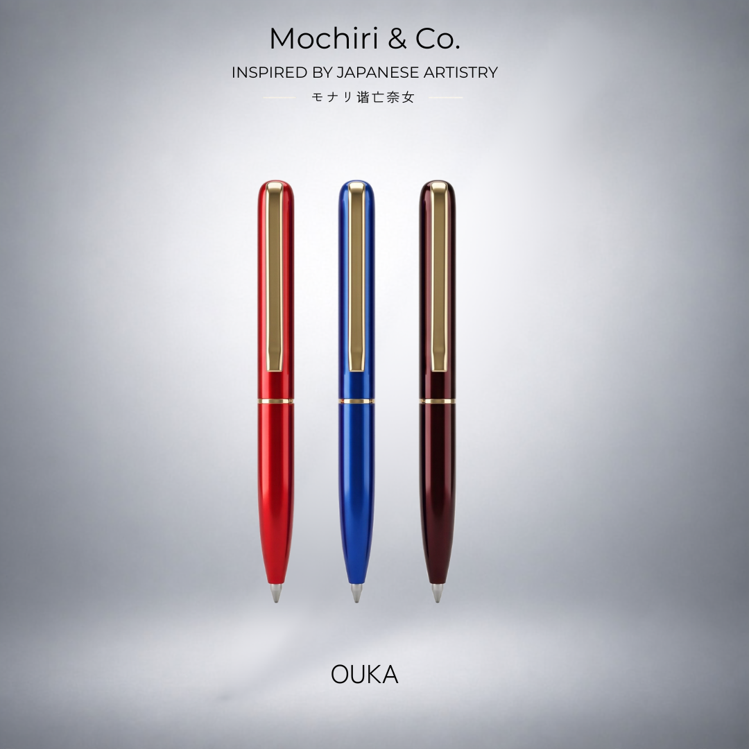Mochiri & Co. Japan inspired OUKA Premium Roller Pen | Pack of 3 | Refined Metal Body | Smooth Writing