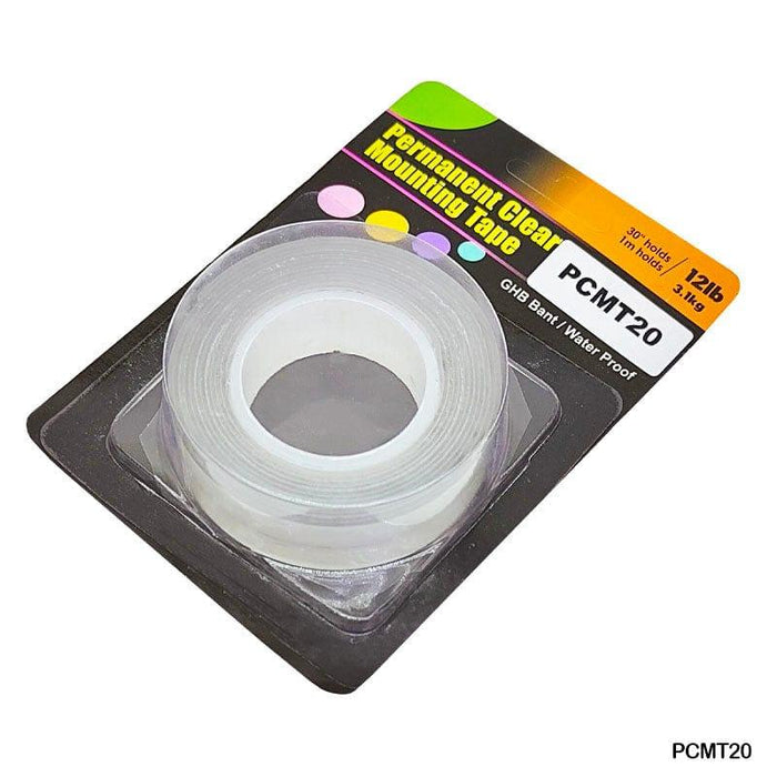 Permanent Clear Mounting Tape 20mm x 3m - Double-Sided Adhesive