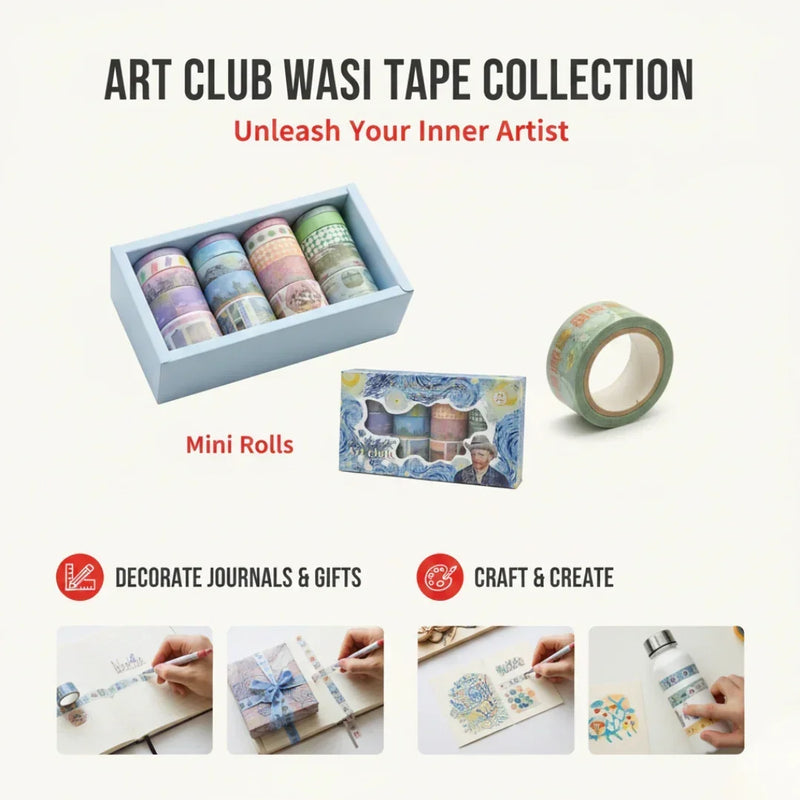 Premium Van Gogh Edition Washi Tape | Pack of 20 Rolls | Decorative Masking Tapes