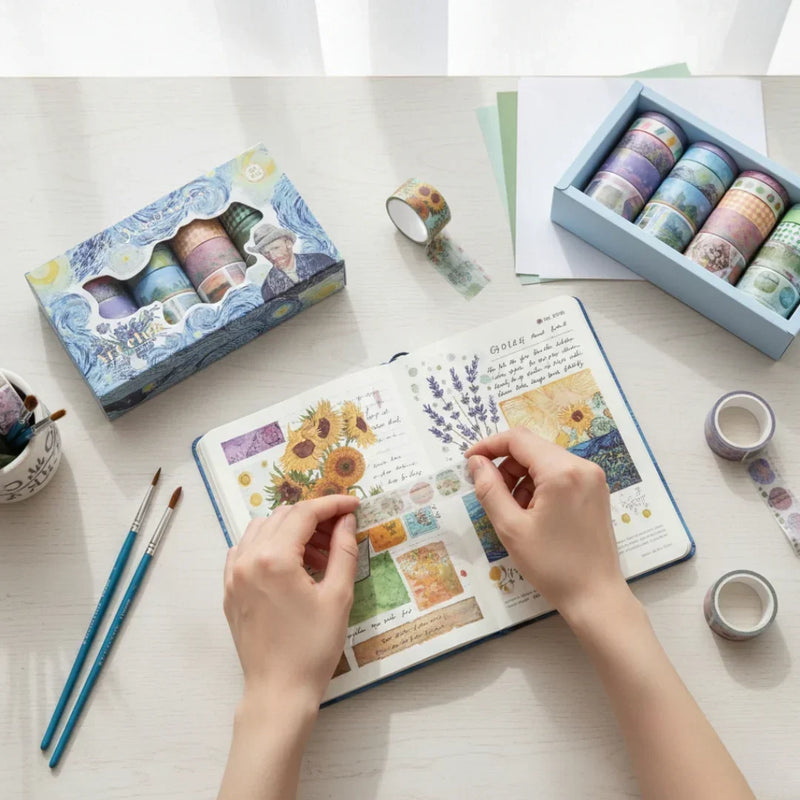 Premium Van Gogh Edition Washi Tape | Pack of 20 Rolls | Decorative Masking Tapes