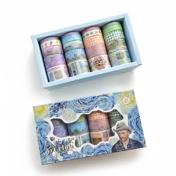Premium Van Gogh Edition Washi Tape | Pack of 20 Rolls | Decorative Masking Tapes