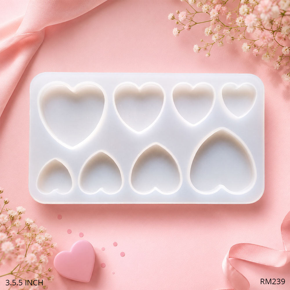 Silicone 8 Cavity Heart Mould for Resin Art