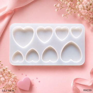 Silicone 8 Cavity Heart Mould for Resin Art