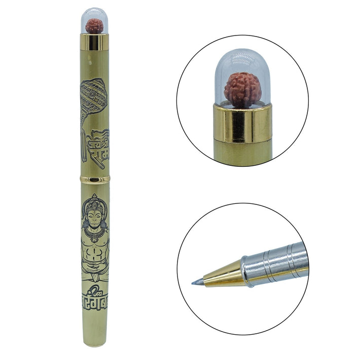 Premium Handcrafted Metal Roller Pen  | Top Rudras Roller Pen Engraving Hanumanji Images  | Smooth Writing Pen |