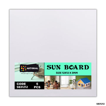 Sun Board 12x12 Inch, 3mm Thick - Pack of 5 for Models & Crafts