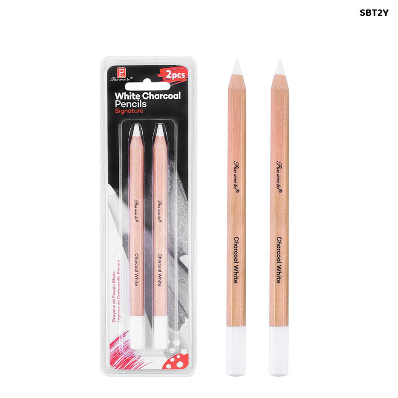 White Charcoal Pencils - Pack of 2 for Sketching & Highlights