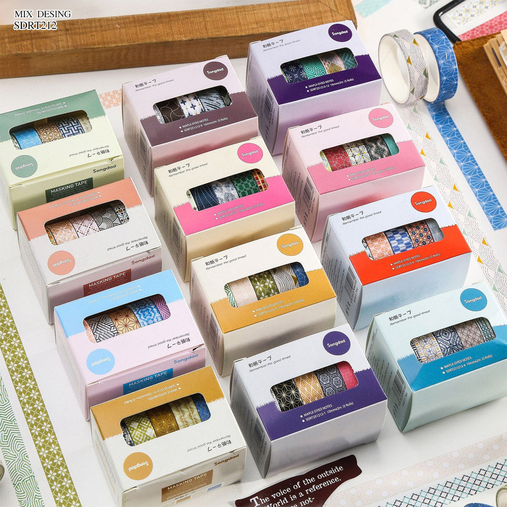 Printed Double-Sided Tape 10mm x 2m - Pack of 5 Rolls (Style 6)