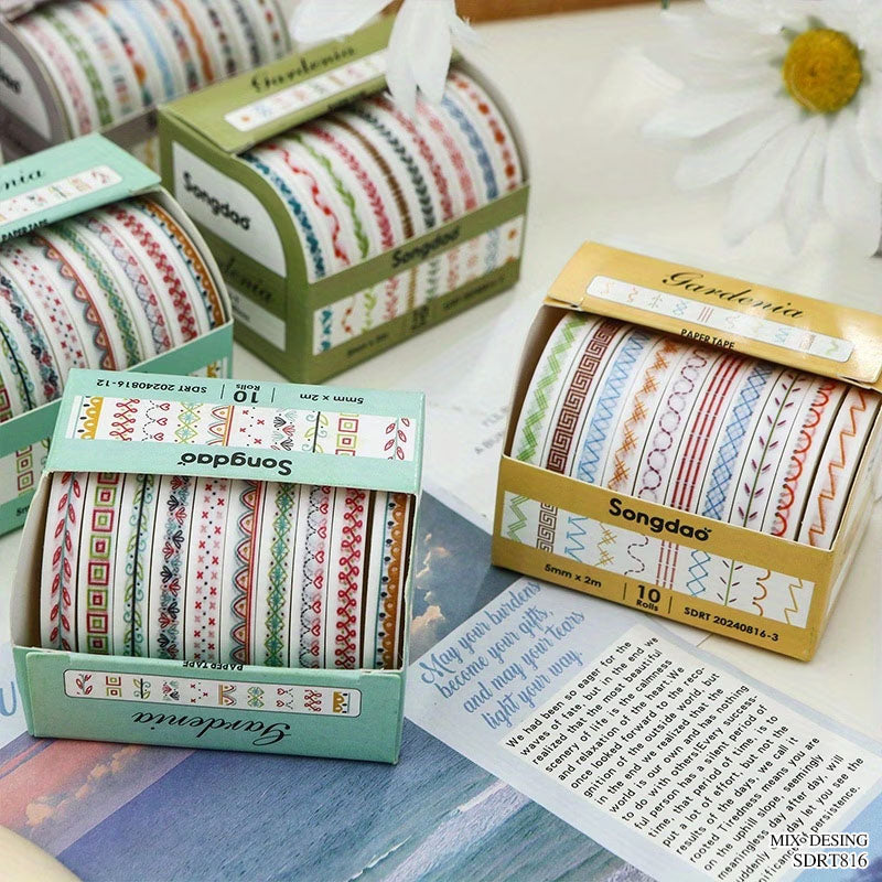 Printed Double-Sided Tape 10mm x 2m - Pack of 5 Rolls (Style 7)