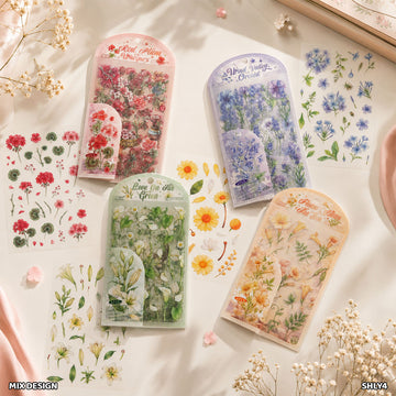 Flower Bloom Sticker Set - 6 Sheets for Journaling