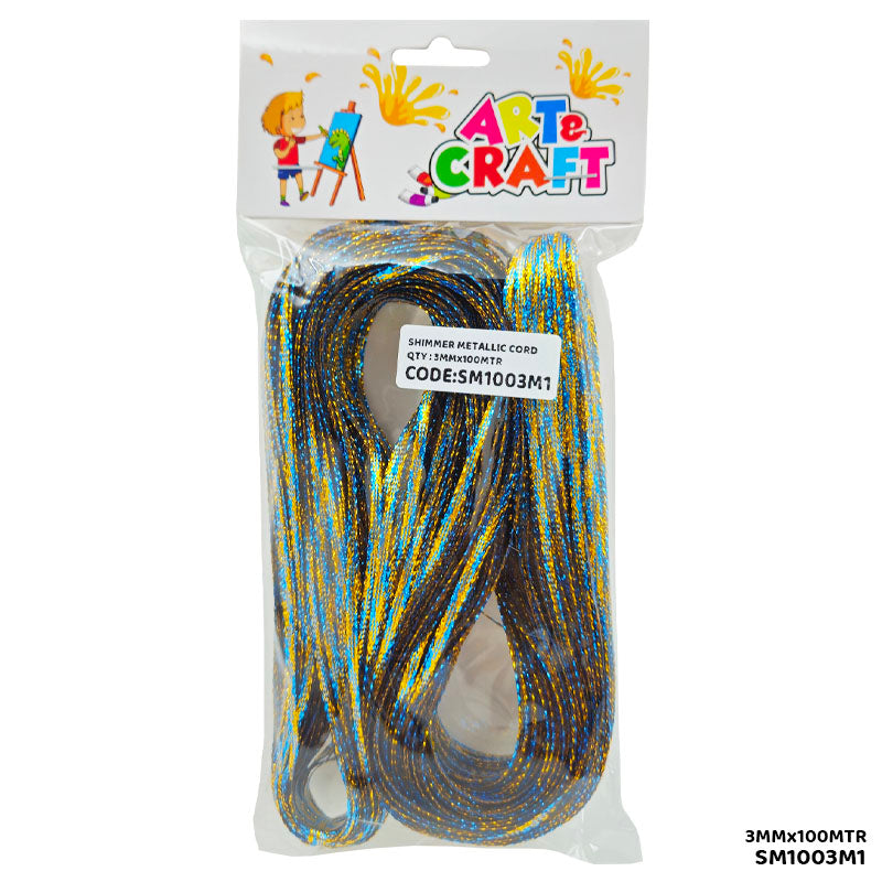 Shimmer Metallic Cord Thread 3mm x 100m Multicolour (Style 1)