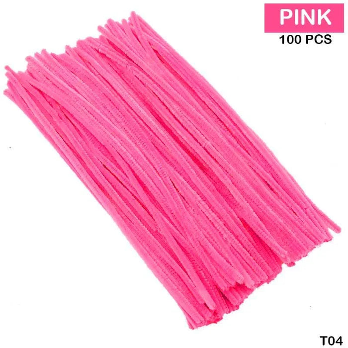 Pink Plain Pipe Cleaner for Craft and Bouquet l 100 PCS l 7mm