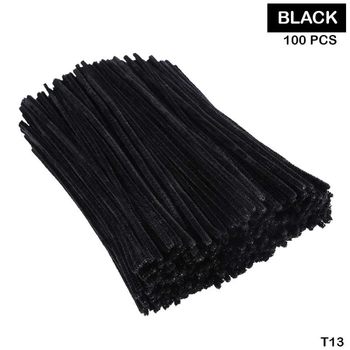 Black Plain Pipe Cleaner for Craft and Bouquet l Pack of 100Pc