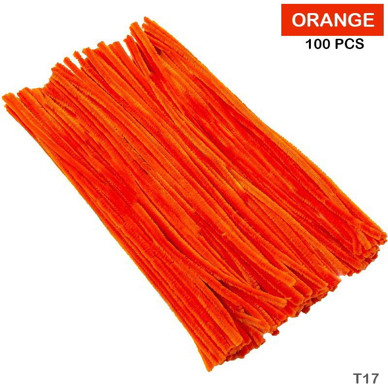 Pipe Cleaner for Craft and Bouquet  Plain 100Pc Orange (T17)