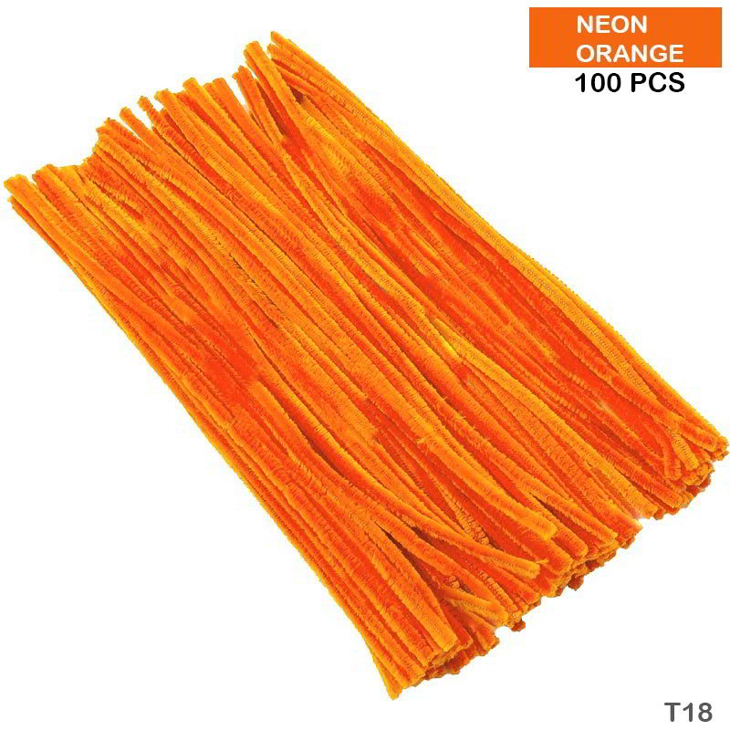 Pipe Cleaner for Craft and Bouquet  Plain 100Pc N Orange (T18)
