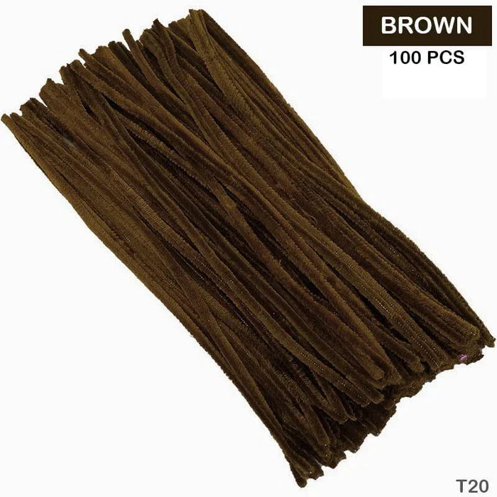 Brown Plain Pipe Cleaner for Craft and Bouquet l Pack of 100 pcs