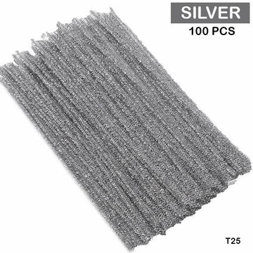 Pipe Cleaner Glitter 100Pc Silver (T25)